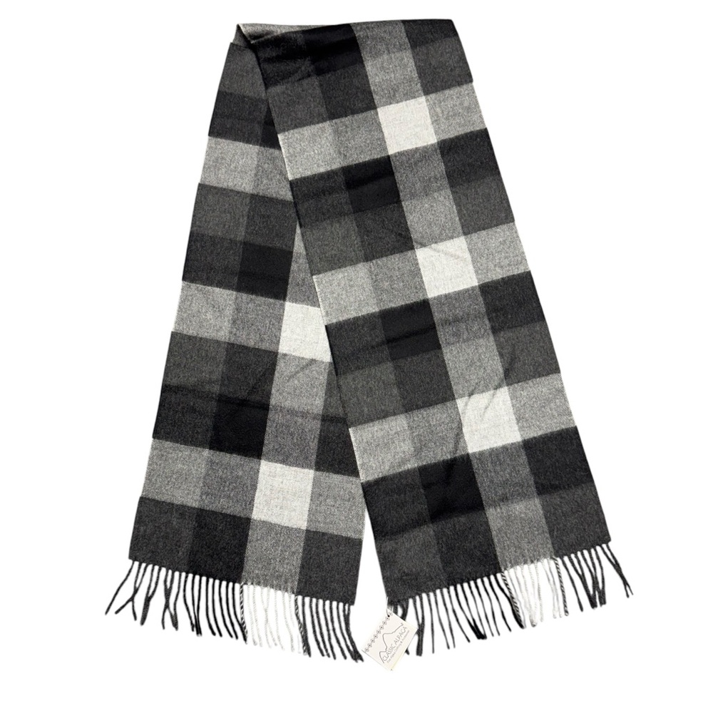 Classic‎ Alpaca Buffalo Plaid Check Scarf NWT Black White Gray Soft Warm Winter